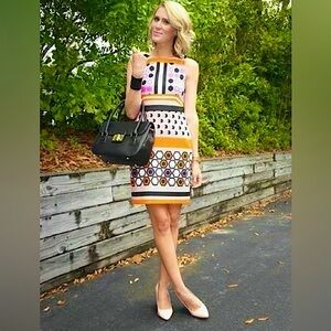 MUSE |  Geometric Pink and Orange Sheath Summer Dress